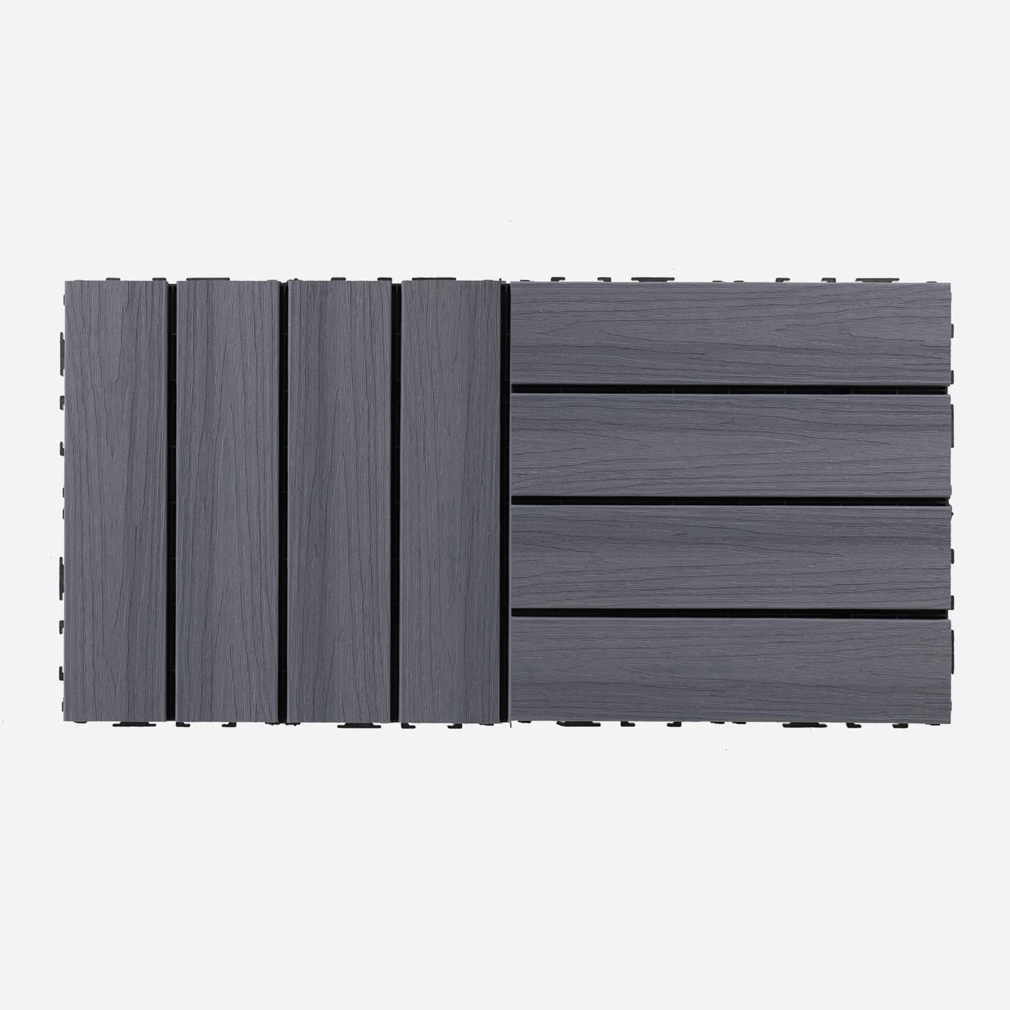 Cheston Interlocking Tiles, Wooden Floor Sheets, Indoor/Outdoor, Weather & Water Resistant, 12x12 Deck Tiles, Set of 8, Dusk Grey