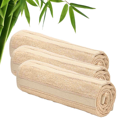 The Better Home 600GSM Bamboo Hand Towel, Anti-Odour, Anti-Bacterial, Ultra Absorbent, Quick Drying, Pack of 3 Beige.