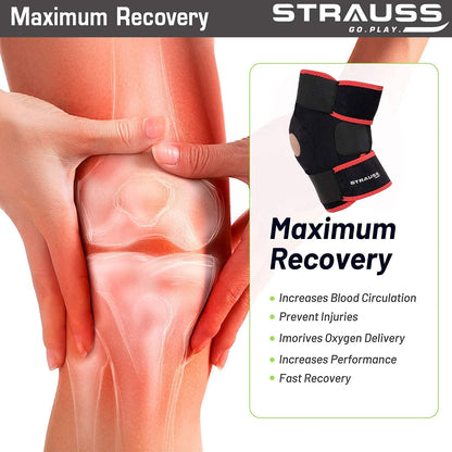 STRAUSS Adjustable Knee Support Patella Free Size Black Single