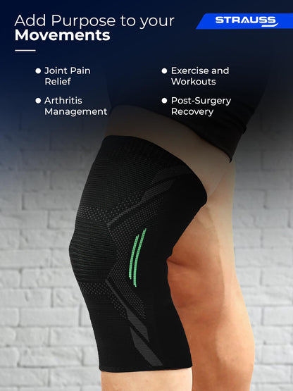 STRAUSS Sports Knee Caps for Women and Men  Knee Support for Women and Men  Knee Cap with Free Size  Secure and Comfortable Fit