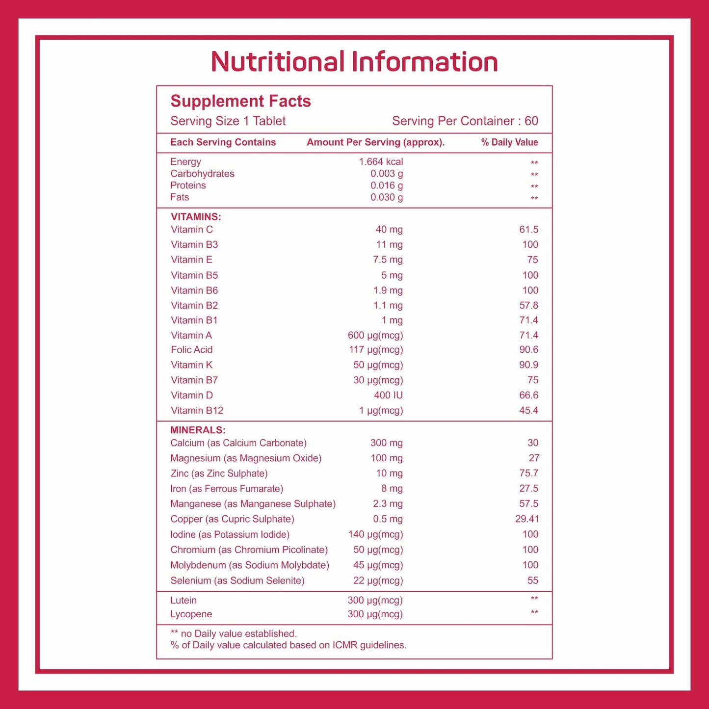 Healthvit Cenvitan Women 50 Multivitamins & Multimineral 25 Nutrients for Eye, Brain, Bone & Heart Health, 60 Tablets, Pack of 2