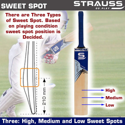 Strauss Cricket Bat  Edition 11000  English Willow  Size Short Handle  Premium Leather Ball Cricket Bat