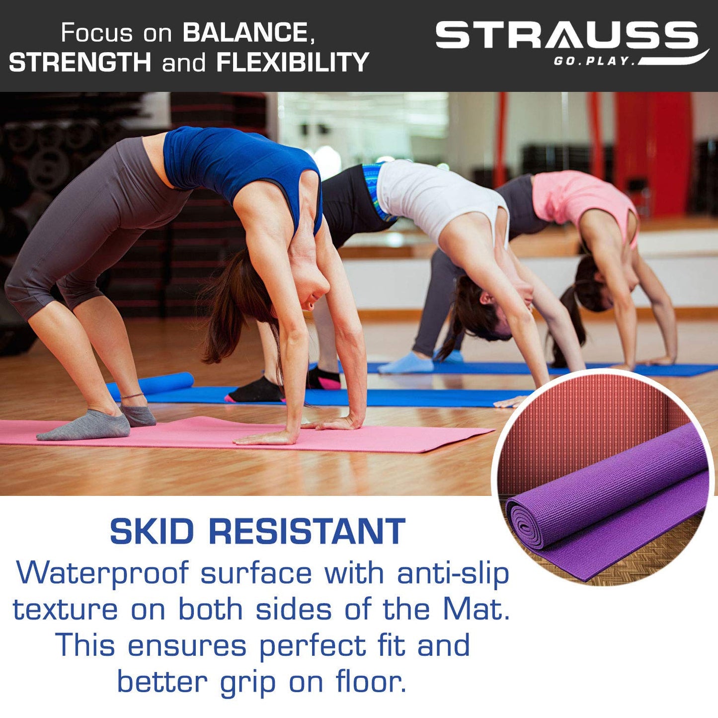 Strauss Yoga Mat 4 mm Purple