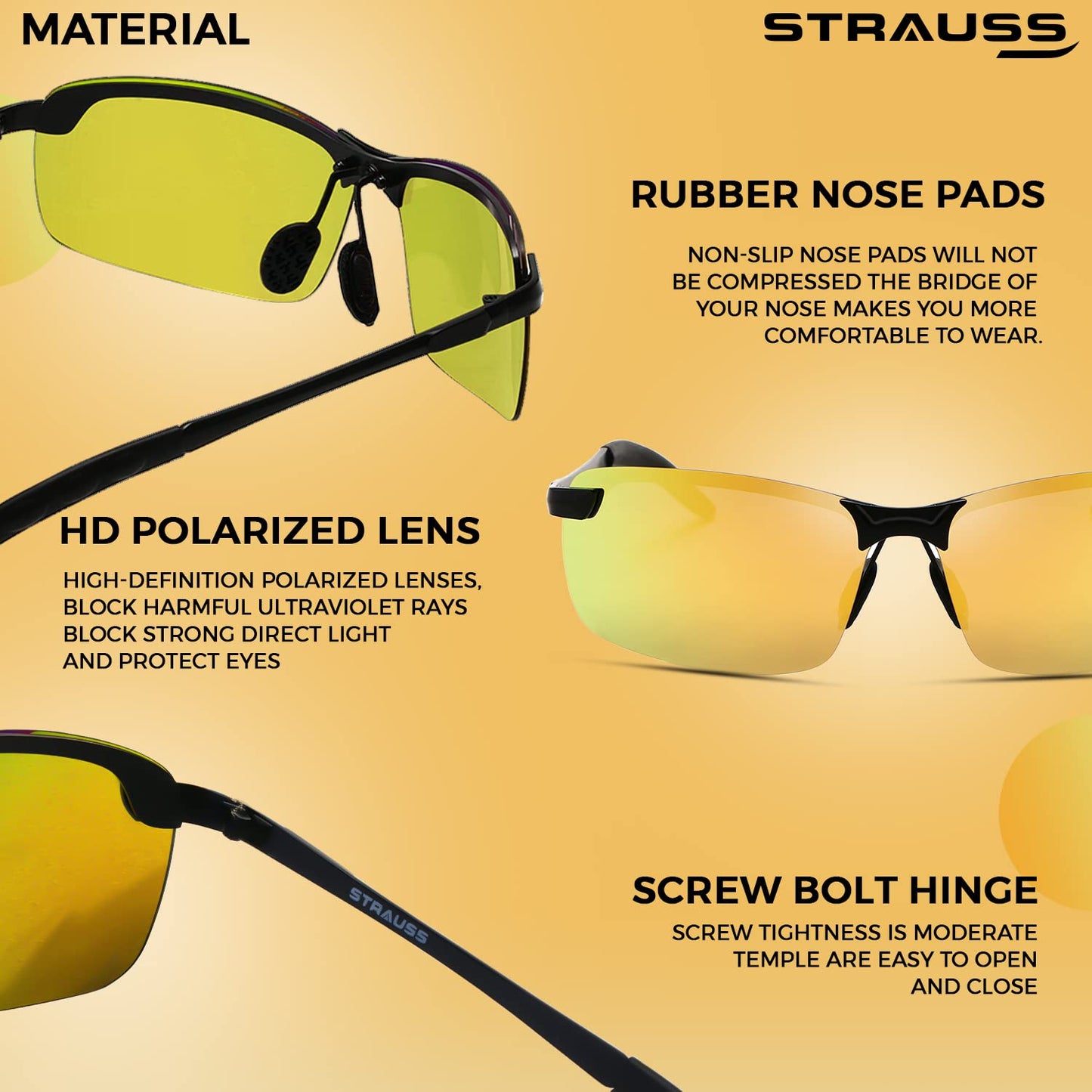 STRAUSS UV 400 Sunglasses Yellow