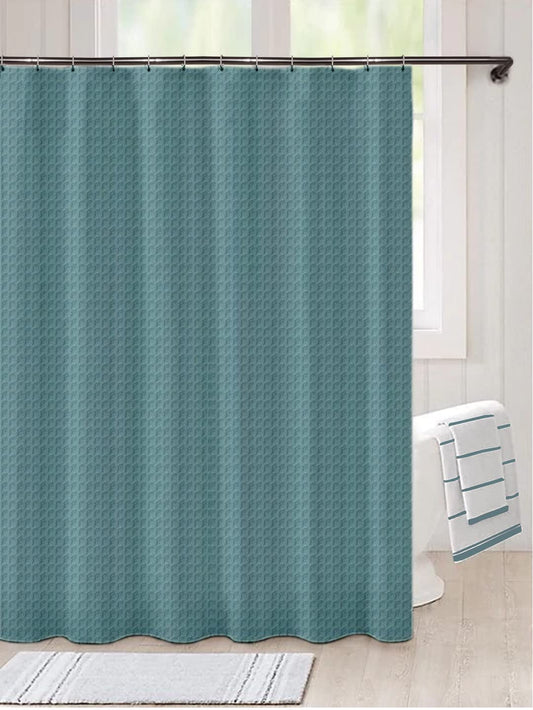 Lushomes Waffle Weave Shower Curtain 70x72" Aqua Blue, 12 Rust-Resistant Grommets, Washable Polyester, Hotel Quality.