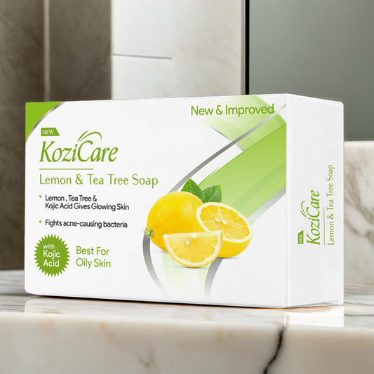 Kozicare Kojic Acid Soap  Glutathione Soap  Lemon  Tea Tree Soap  Detan Soaps for Bath  Bath Soap Combo Offers  Bathing Soaps  Cleanses Deeply  Refreshes  Fights Acne  Blemishes- 75 Gm