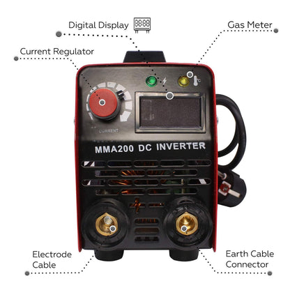 Cheston 200A Portable Inverter Welding Machine, IGBT, Digital Display, Hot Start, Anti-Stick, Accessories, Face Shield