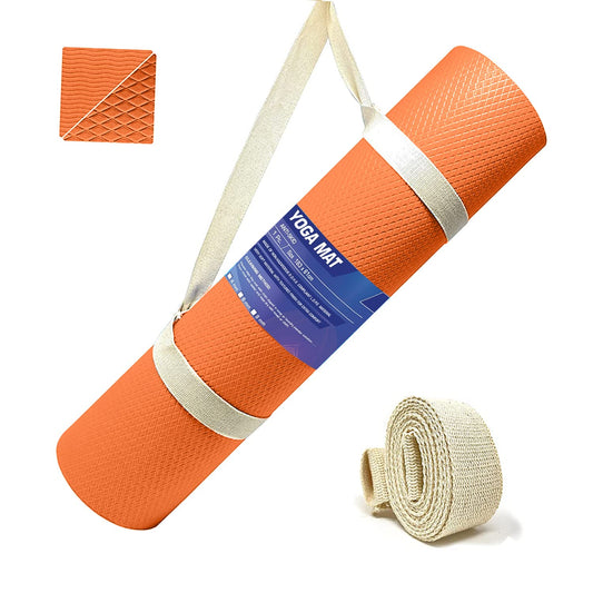 Strauss Anti Skid EVA Yoga Mat with Carry Strap 6mm Orange