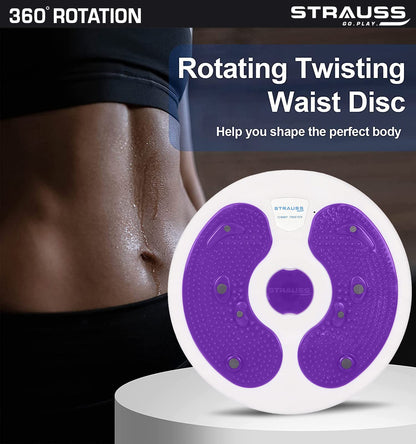 Strauss Tummy Twister Abs Roller, Body Toner for Men & Women, Fat Burner, Non-Slip, Ideal Home Exercise Equipment, White/Purple