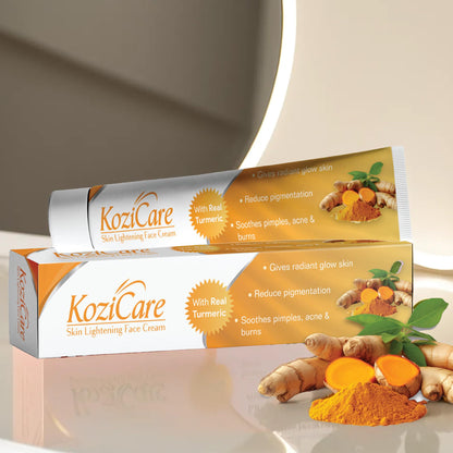 Kozicare Kojic Acid Skin Whitening Cream, Turmeric, Glutathione, Detan, Moisturizer for Dry Skin, Summer Daily Use, Women & Men - 15gm