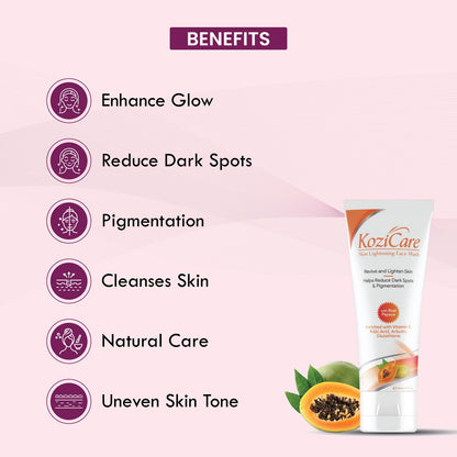 Kozicare Kojic Acid Face Wash  Glutathione Face Wash  Papaya Face Wash  Acne Wash for Glowing Skin  Face Wash for Women  Men  Face Cleanser  Skin Care - 100 Ml