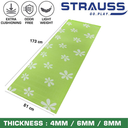 Strauss Yoga Mat Floral 6 mm Green