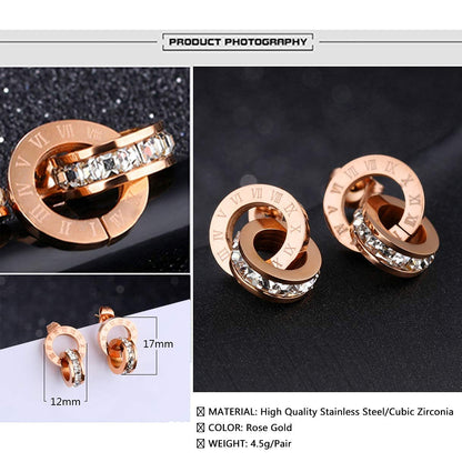 Yellow Chimes Rose Gold Plated Stainless Steel Crystal Drop Earrings for Women and Girls.