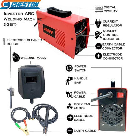 CHESTON 26mm 850W Rotary Hammer Drill with 3 Bits & 2 Chisels, 200A Portable Inverter ARC/MMA Welding Machine