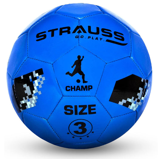 STRAUSS Size 3 Football: Professional Match Ball for Indoor/Outdoor Games, Training for Kids & Adults, Granular Texture, High-Performance Surface, Blue