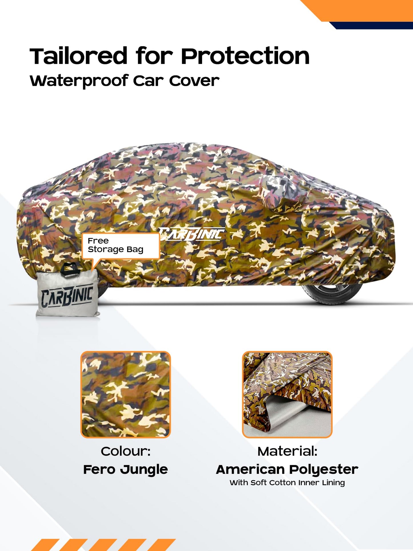 CARBINIC Waterproof Car Cover for Hyundai Venue 2019: Dustproof, UV Proof, Mirror Pockets, Antenna, Triple Stitched, Double Layered.