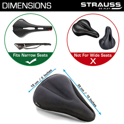 Strauss Saddle Seat Cover with Anti-Slip Granules  Soft Thick Padding  Superior Comfort Breathable Design  Comes with Adjustable Rope Straps  Fits All Cycles Black