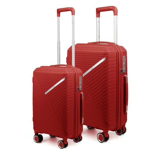 THE CLOWNFISH Combo of 2 Denzel Series Luggage Polypropylene Hard Case Suitcases Eight Wheel Trolley Bags with TSA Lock- Red Medium 66 cm-26 inch Small 56 cm-22 inch