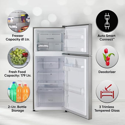 LG 240 L 2 Star Smart Inverter Frost-Free Double Door Refrigerator GL-S292RDSY Dazzle Steel Convertible Gross Volume - 260 L