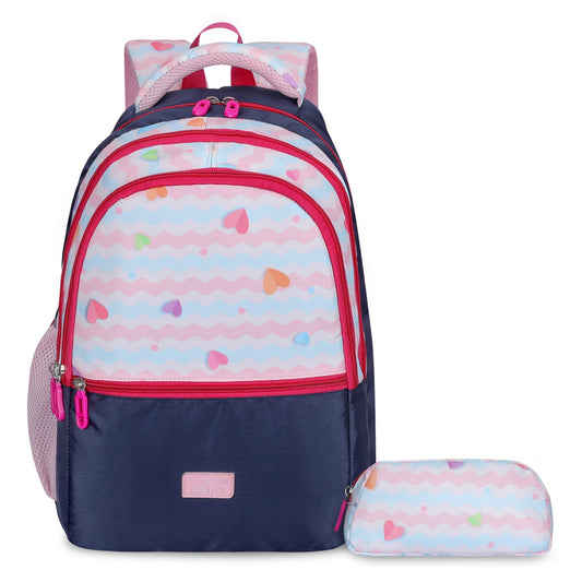 The Clownfish Edutrek Series Printed Polyester 36 L School Backpack with PencilStationery Pouch School Bag Front Zip Pocket Daypack Picnic Bag For School Going Boys  Girls Age-10 years Blush Pink
