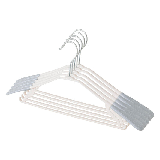 Urbane Home PP Cloth Hanger Set of 5 With Zinc Plated Steel Hook Grey