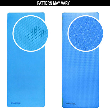 STRAUSS Anti Skid EVA Yoga Mat with Carry Bag 6mm Non-Slip Exercise Mat for Home  Gym  Lightweight  Durable Workout Mat  Ideal for Yoga Pilates Fitness  Ideal for Men  Women Sky Blue