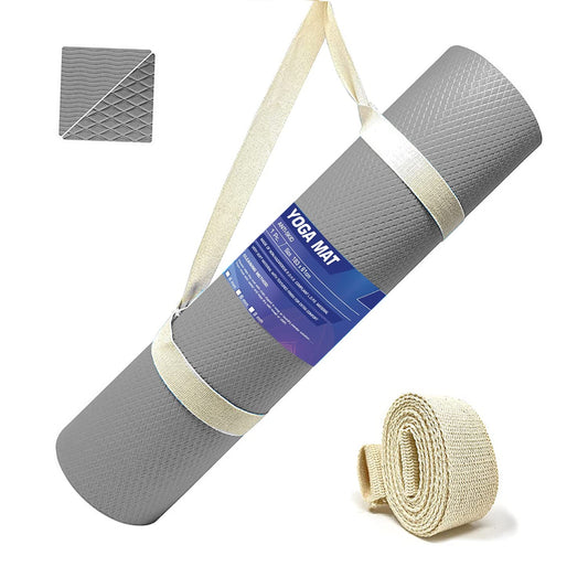 Strauss Anti Skid EVA Yoga Mat with Carry Strap 6mm Grey