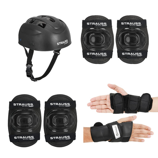 Strauss 4-Piece Roller Skating Protective Set: Helmet, Knee Pads, Elbow Pads, Wrist Guards. All-in-One Safety Gear for Skaters, Riders, Cyclists.