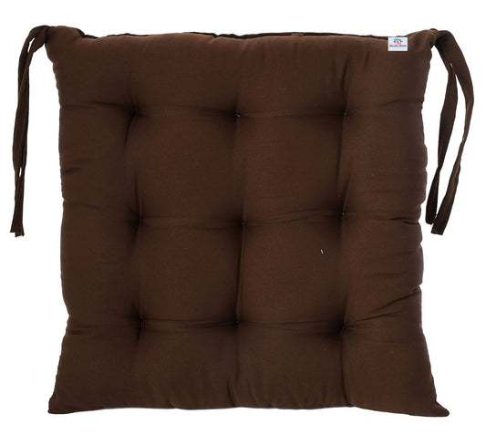 Heart Home Microfiber Square Chair PadCushion for Office Home or Car Sitting with Ties 18  18 Inch Brown Model HS37HEARTH020841