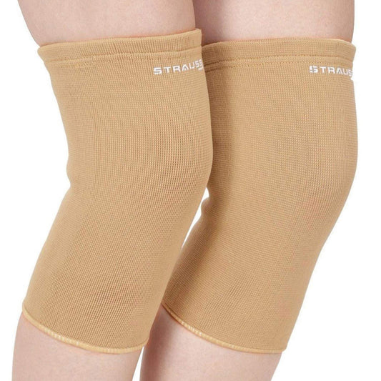 STRAUSS Elastic Knee Cap Support  Support for Ankle Knee Elbow Pain Relief Sports  Workout  Can Be Used For Squats and Powerlifting  Large 1PairBeige