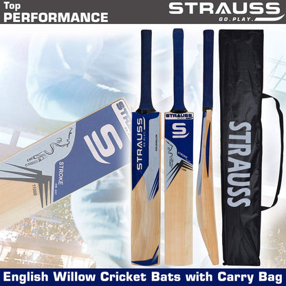 Strauss Cricket Bat  Edition 11000  English Willow  Size Short Handle  Premium Leather Ball Cricket Bat