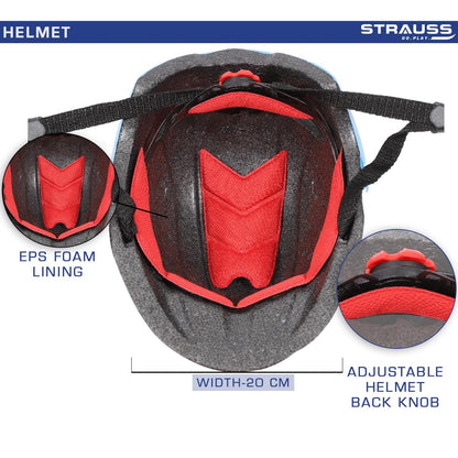 Strauss Kids Cycling Helmet, Lightweight, Superior Ventilation, Adjustable Size, Multisport for Cycling, Skating, Skateboarding, Blue.