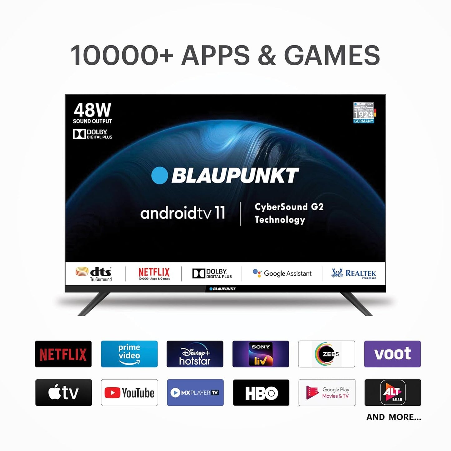 Blaupunkt CyberSound G2 Series 108 cm 43 inch Full HD LED Smart Android TV 2023 Edition with Dolby Digital Plus  48 W Sound Output 43CSG7105