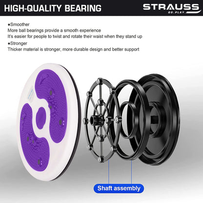 Strauss Tummy Twister Abs Roller, Body Toner for Men & Women, Fat Burner, Non-Slip, Ideal Home Exercise Equipment, White/Purple