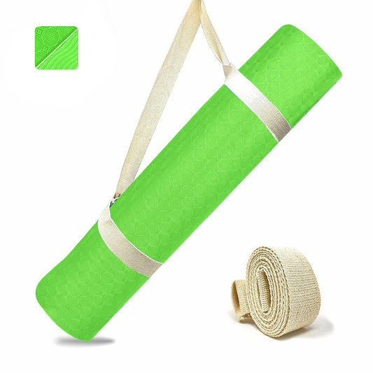 Strauss Anti Skid TPE Yoga Mat with Carry Strap 6mm Green