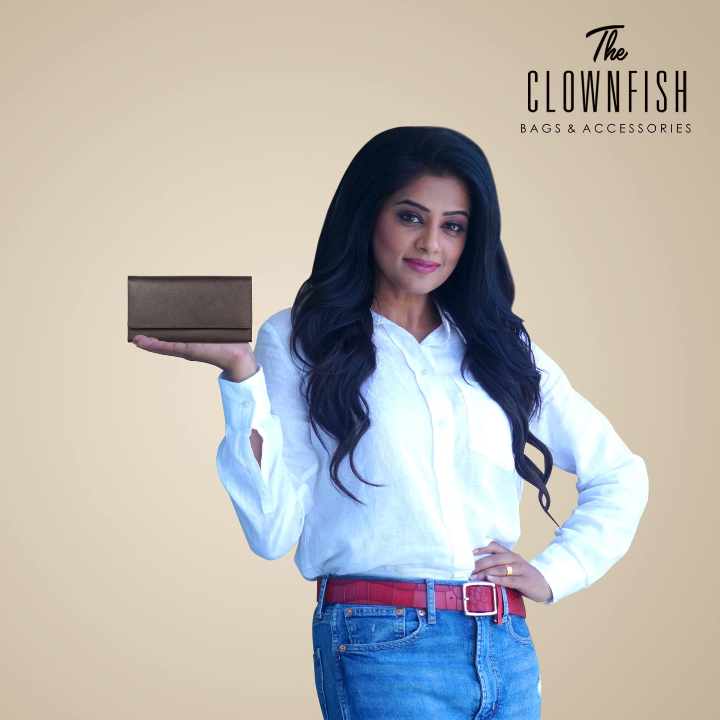 The Clownfish Jenessa Collection Genuine Leather Womens Wallet Clutch Ladies Purse with Multiple Card Slots  ID Card Window Dark Chocolate Brown