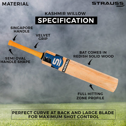 Strauss Cricket Bat  Edition Bahubali  Kashmir Willow  Full Size  Double Blade  Tennis Cricket Bat