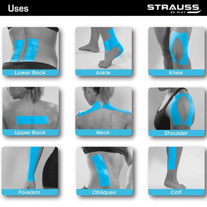 Strauss Kinesiology Sports Tape Knee Calf  Thigh Support Sky Blue