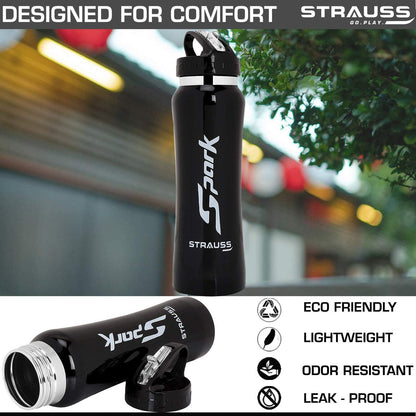 STRAUSS Spark Stainless Steel Water Bottle Metal Finish  Sipper Bottle  Gym Bottle