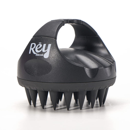 Rey Naturals Hair Scalp Massager Shampoo Brush - Hair Growth Scalp Care and Relaxation - Soft Bristles for Gentle Massage - Pink Color Black