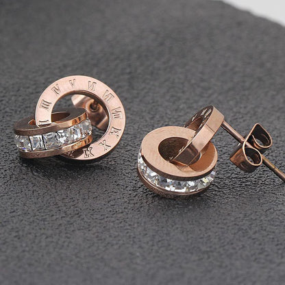 Yellow Chimes Rose Gold Plated Stainless Steel Crystal Drop Earrings for Women and Girls.