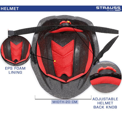 Strauss Kids Cycling Helmet, Lightweight, Superior Ventilation, Adjustable Size, Multisport for Cycling, Skating, Skateboarding, Black.