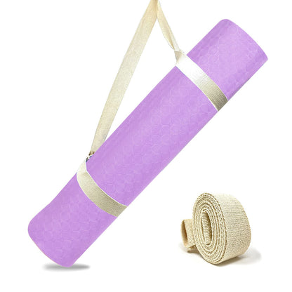 Strauss TPE Yoga Mat, 6MM, Anti-Slip, with Carry Strap. Ideal for Home Workout, Gym, Yoga. Suitable for Men, Women, Kids. Purple.