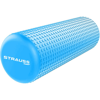 Strauss Yoga Foam Roller, 45cm, Sky Blue: Deep Tissue Massage, Knee Exercise, Muscle Recovery, Physiotherapy, Home Gym, Full Body Relaxation.