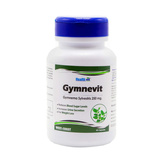 Healthvit Gymnevit Gymnema Sylvestris 250mg for Blood Sugar & Weight Management, Enhances Urine Secretion, Vegan Herbal Supplement, 60 Capsules