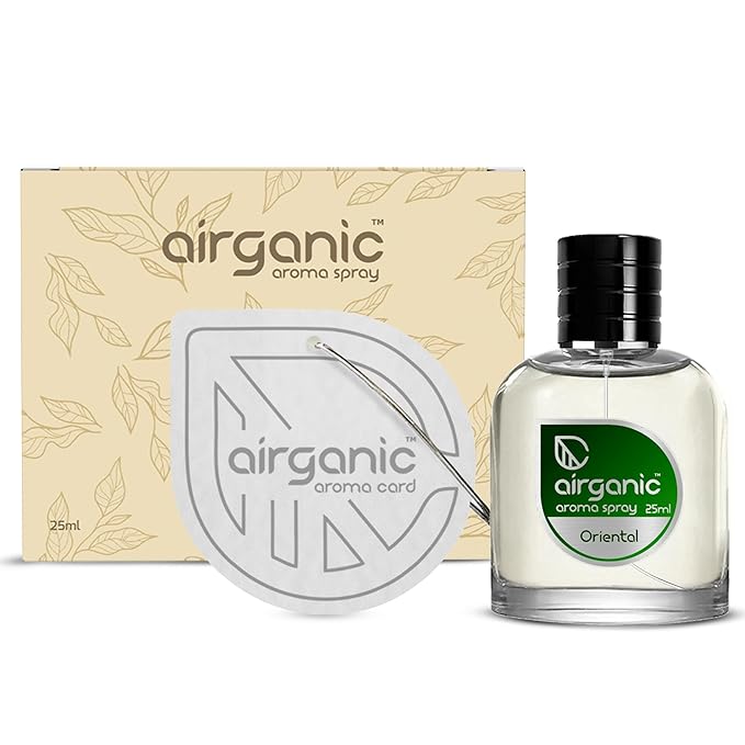 Airganic Aroma Car Freshener Combo Pack  Fine Spray Oriental  Aroma Cube Arabic Oud air fragrance