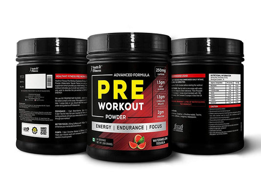 Healthvit Fitness Pre-Workout Explosive Energy 300gm Powder Watermelon Tequila Flavour