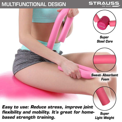 Strauss Thigh Exerciser: Multifunction Thigh Workout Reducer, Foam & Steel, Home Gym, Inner Thigh, Hip & Pelvis Trainer for Women, Pink.