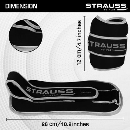 Strauss Ankle Weight-0.5 Kg- Grey Pair Round Belt