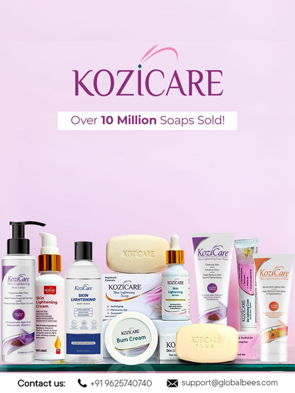 Kozicare Skin Whitening Soap, 3 Saffron Soaps, 1 Saffron Body Lotion, Kojic Acid Soap, Bath Soap Combo, Body Lotion for Women